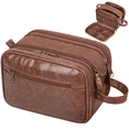 thumbnail image 1 of Toiletry Bag for Men, PU Leather Travel Toiletry Organizer with Handle, Water Resistant Travel Essentials for Women, Travel Storage Bags with Divider for Cosmetics Toiletries Brushes Tools, Brown, 1 of 7