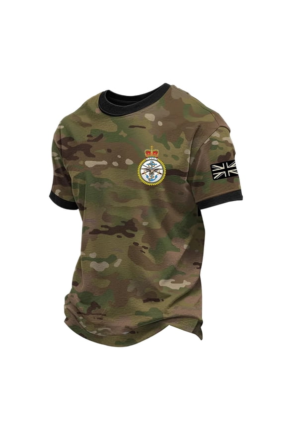 Men Tops Basic Shirts British Culture Print Tee For Classic Casual Short Sleeve With Design Comfortable Blend Everyday Wardrobe Summer Vacation Clothes Size L