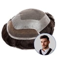 thumbnail image 1 of Men Toupee Mens Prosthesis Replacement System 120% Real Human Hair Wigs Men Lace Hair System Unit Swiss Lace with PU Around Men Hairpieces, 1 of 7