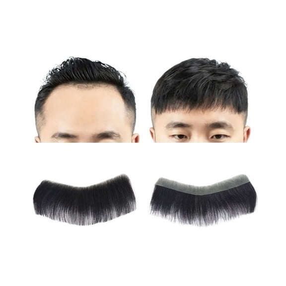 Men Toupee V Style Frontal Hairline Straight Human Hair 0.06mm Ultra Thin Skin PU Base