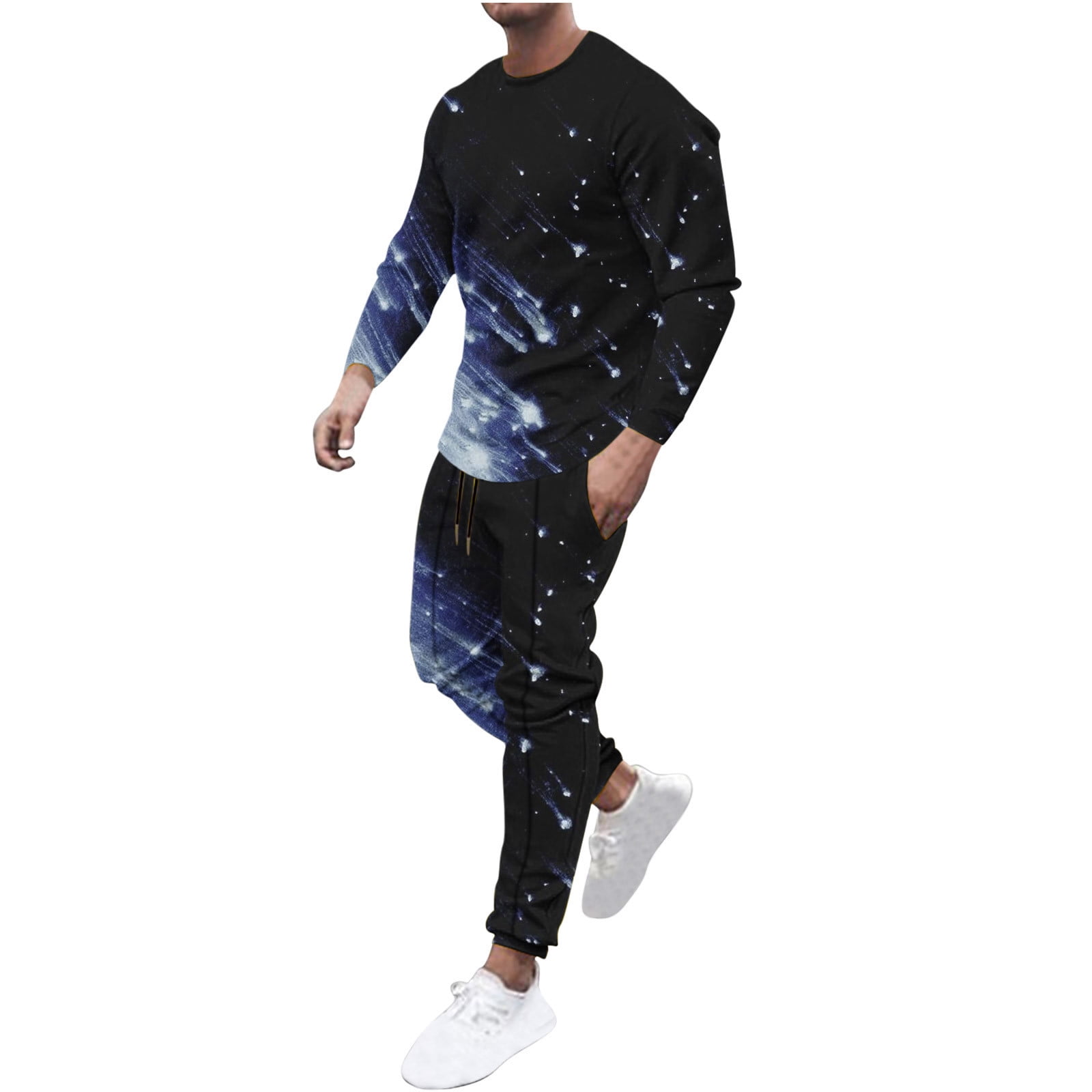Love My Fashions Men's Hooded Tracksuit Set – 2 Piece Zip-Up Hoodie & Joggers, Navy Blue, Large