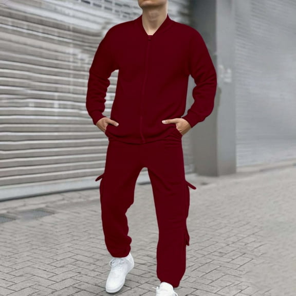 Men Track Suits Sets 2 Piece Outfits Sweatsuit Jogging Suits Full Zip Jacket Pants Outfits Sport Jogger Sweat Suits