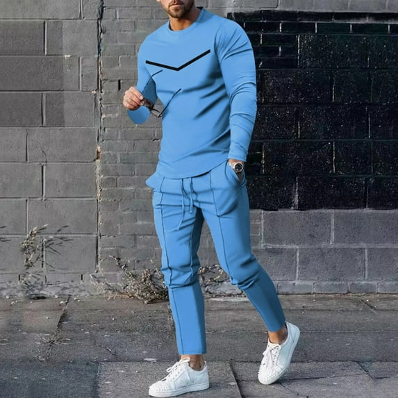 Men Tracksuit 2 piece set Jogging Sport Pullover T sihirt Streatwear Long sleeve