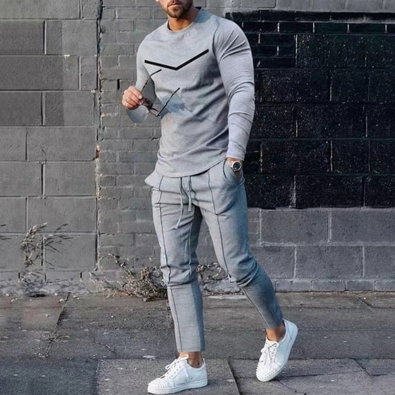 Men Tracksuit 2 piece set Jogging Sport Pullover T sihirt Streatwear Long sleeve