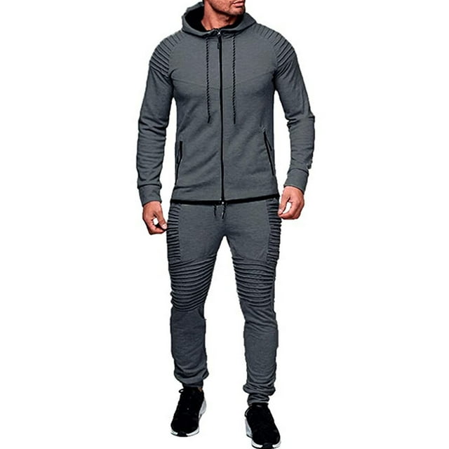 Men Tracksuit Jogging Coat Top Bottom Sport Sweat Suit Hoodie Trousers ...