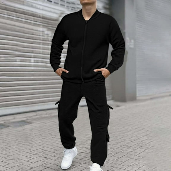 Men Tracksuits 2 Piece Sweatsuit Jogging Suits Full Zip Jacket Pants Outfits Athletic Jogging Fall Winter Tracksuit