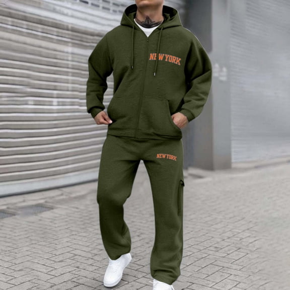 Men Tracksuits 2 Piece Full Zip Sports Jogging Suits Sets Athletic Running Sweatsuits with Zip Pockets Athletic Tracksuit Outfits