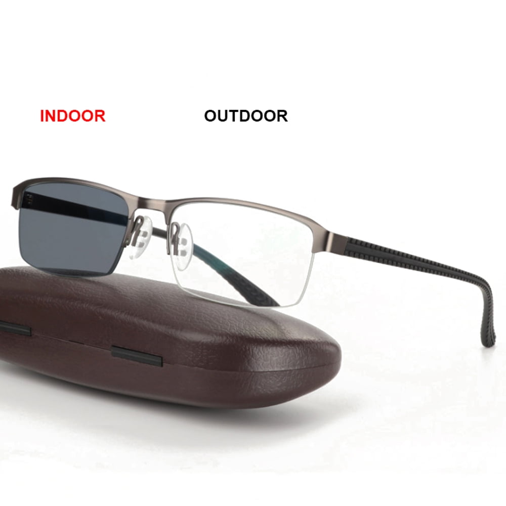Men Transition Photochromic Reading Glasses Half Rimless Sunglasses Readers Walmart