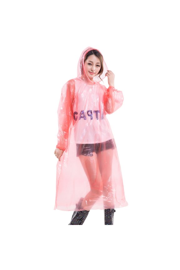 Men Transparent Raincoat Disposable Thickened Full Body Portable Adult Hiking Card T Shirts, Red