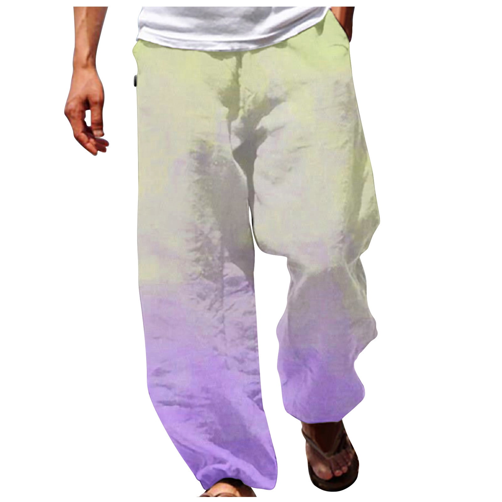 Men Trendy Loose Fit Pants Lightweight Beach Pants Summer Fall Drawstring  Gradient Sweatpants Ombre Comfy Yoga Pants