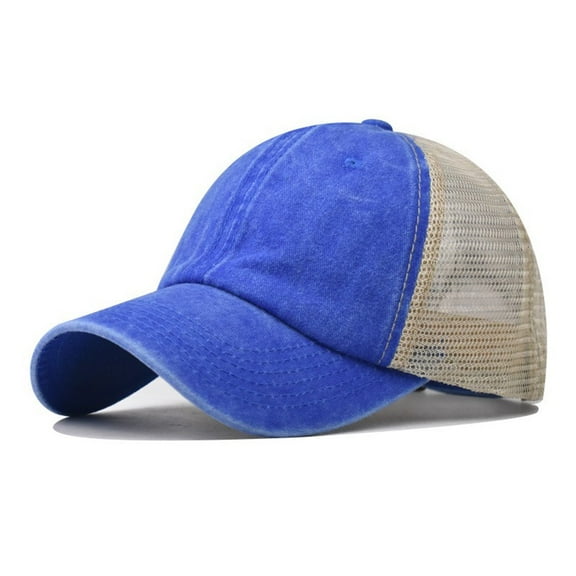 Men Trucker Hat Washed Cotton Mesh Back Baseball Cap Adjustable Solid Dad Hats