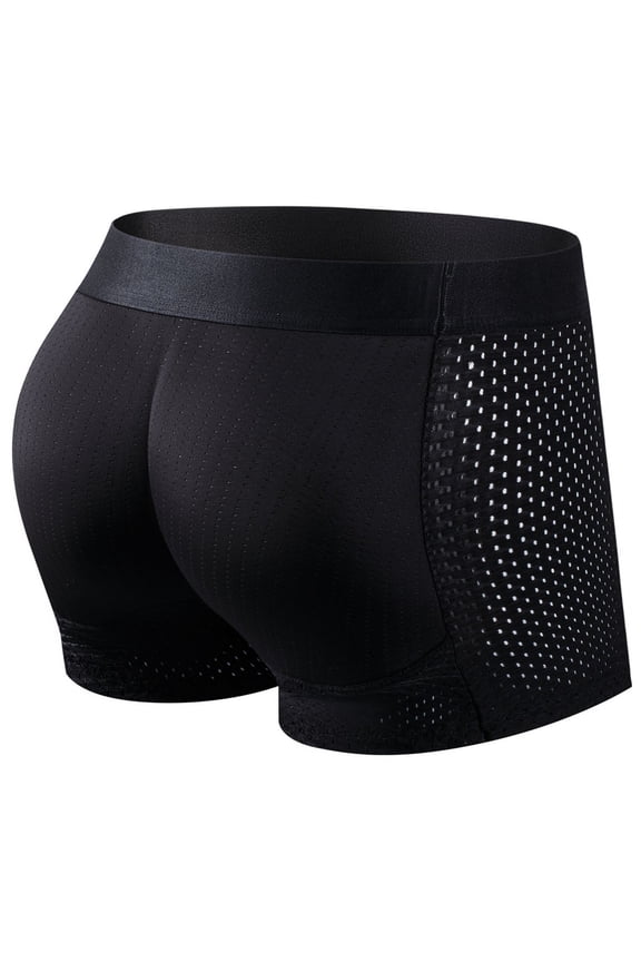Men Trunks Built-in Fake Butt Hip Lifter Enhancer Shorts Boxer Briefs Padded Underwear Shapewear Underpants Nylon Breathable