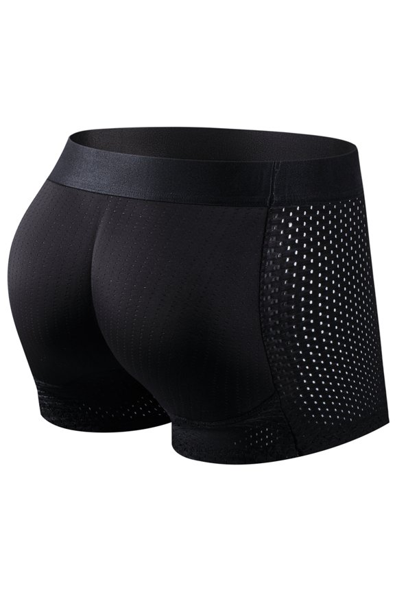 Men Trunks Built-in Fake Butt Hip Lifter Enhancer Shorts Boxer Briefs Padded Underwear Shapewear Underpants Nylon Breathable