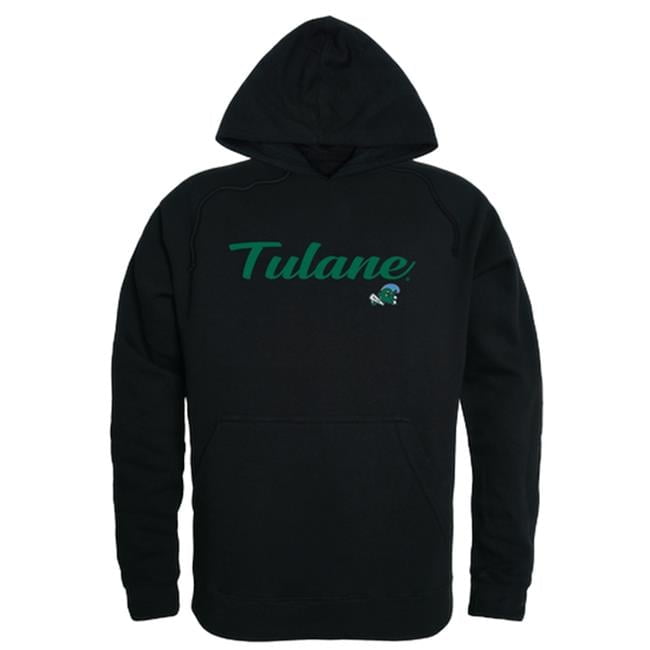 Men Tulane Green Wave Script Hoodie, Black Medium