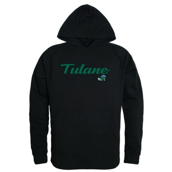 Men Tulane Green Wave Script Hoodie, Black - Medium