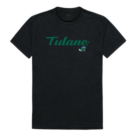 Men Tulane Green Wave Script T-Shirt, Black - Medium