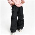 thumbnail image 1 of Men Twill Woven Straight Cargo Pants, Elastic Waist Multi Pocket Outdoor Casual Pants S-XL, 1 of 8