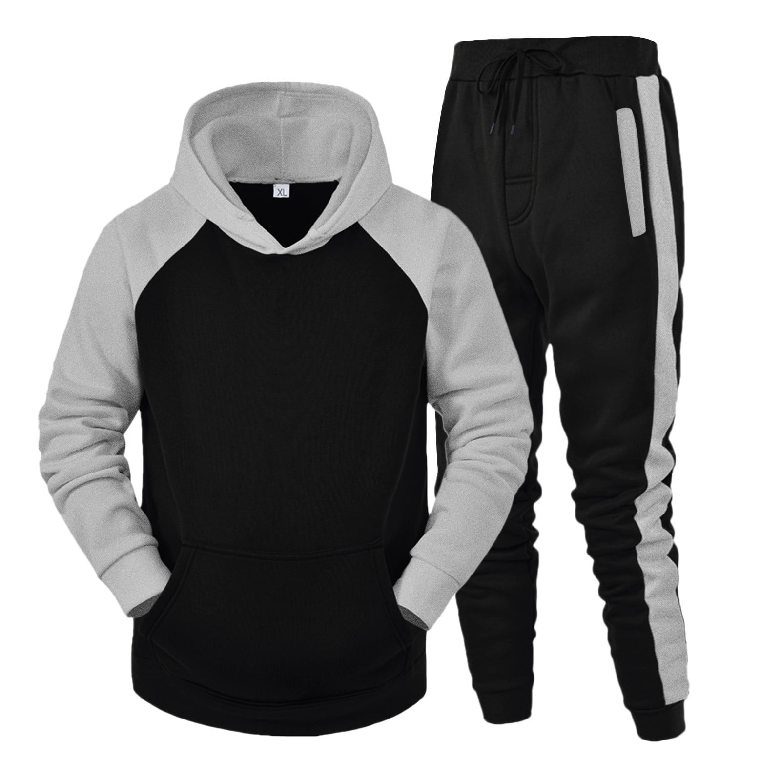 Men Two Piece Outfits Sets Conjuntos Deportivos Para Hombre Cool Tracksuit Men Ropa Deportiva Casual Loose Fit Solid Sports Sets Long Sets for Men Men s Set Casual Sports Sweatshirt Fas Black L Walmar...