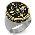thumbnail image 1 of Men Two-Tone IP Gold Stainless Steel Ring with Epoxy in Jet - Size 9, 1 of 1