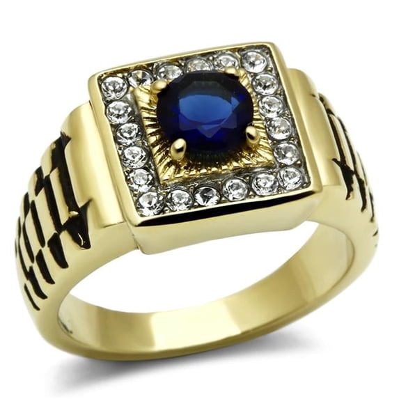 Men Two-Tone IP Gold Stainless Steel Ring with Synthetic in Montana - Size 11