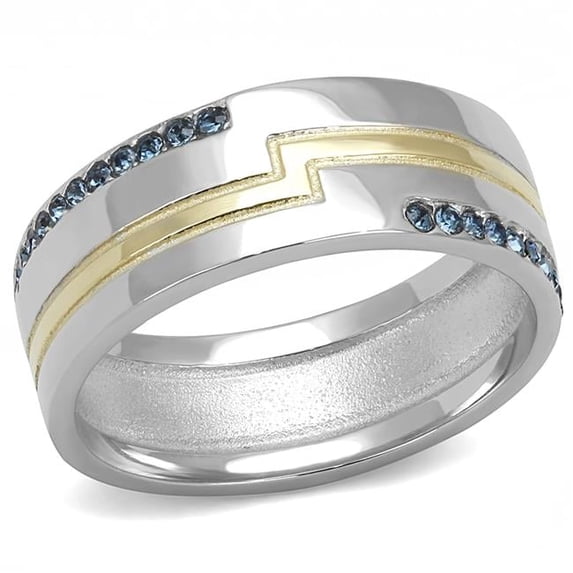Men Two-Tone IP Gold Stainless Steel Ring with Top Grade Crystal in Montana - Size 11