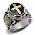 thumbnail image 1 of Men Two-Tone IP Rose Gold Stainless Steel Ring with Epoxy in Jet - Size 13, 1 of 1