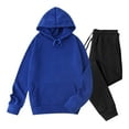 thumbnail image 1 of Men Two Tone Tracksuit 2 Piece Hoodie and Sweatpants Set Long Sleeve Pullover Athletic Sweatsuits with Pocket, 1 of 1