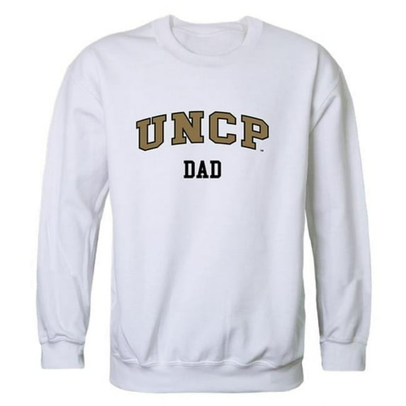 Men UNC Pembroke Braves Dad Crewneck Fleece, White - Small