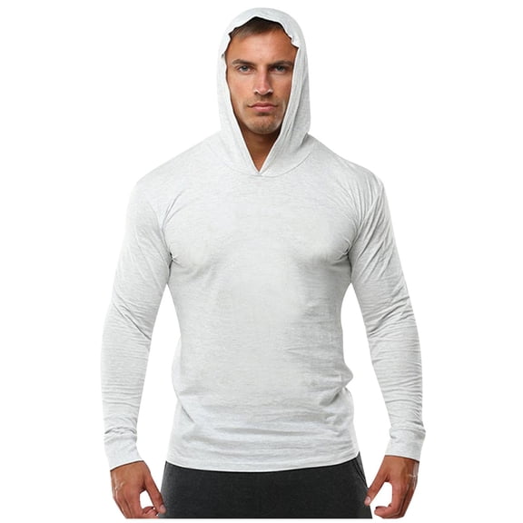 Men UPF 50 Sun Protection Hoodie Shirt Long Sleeve Athletic Rash Guard Compression Lightweight Beach Running Pullover