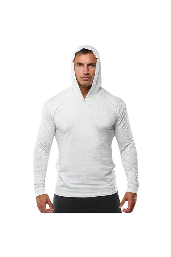 Men UPF 50 Sun Protection Hoodie Shirt Long Sleeve Athletic Rash Guard Compression Lightweight Beach Running Pullover