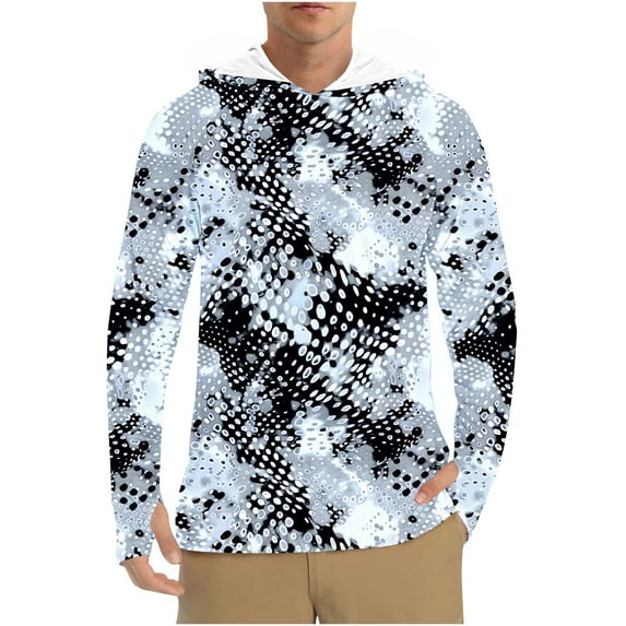 Men UPF 50+ Sun Protection Hoodie Shirt Quick Dry Long Sleeve Pullover Athletic Fishing Outdoor Blouse