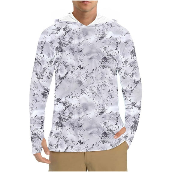 Men UPF 50+ Sun Protection Hoodie Shirt Quick Dry Long Sleeve Pullover Athletic Fishing Outdoor Blouse