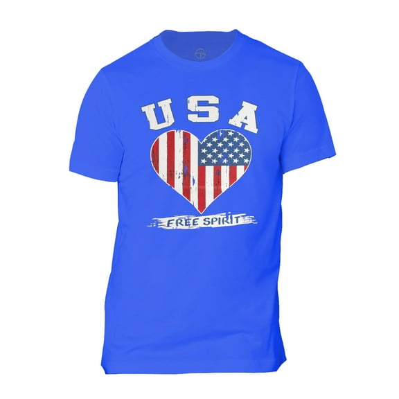 Men USA Heart Free Spirit Short-Sleeve T-Shirt - Royal - X-Large