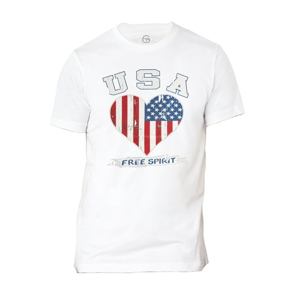 Men USA Heart Free Spirit Short-Sleeve T-Shirt - White - 2X-Large