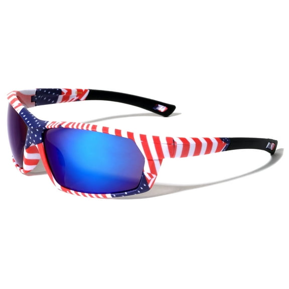 Men USA Patriotic Sport Wrap Around Sunglasses Biker Sport Mirror 100% UV Protection