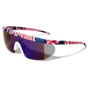 Men USA Patriotic Sport Wrap Around Sunglasses One Piece Lens Robot UV400 Sport Mirror Volleyball