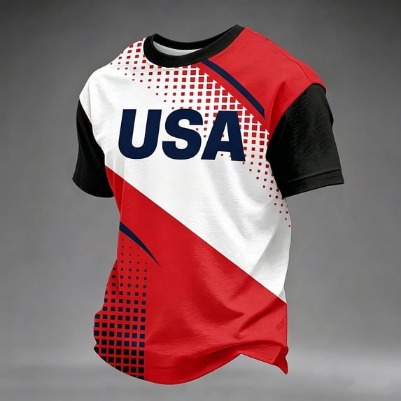 Men USA Soccer Jersey Shirts American Flag Graphic Short Sleeve Tee Crew Neck T Shirt Happy Fashion Jerseys for Men 2026 Football Tee, Red XL
