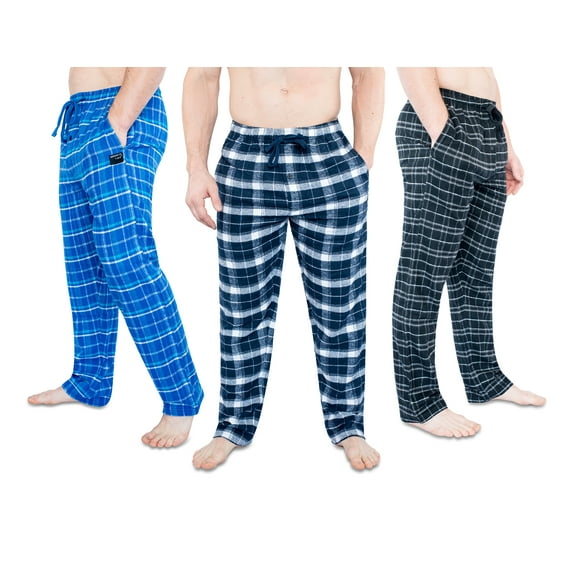 Men Ultra Soft Flannel Plaid Pajama Lounge | Brooklyn Jax Sleep Pants | 3 Pack, Size 2XL