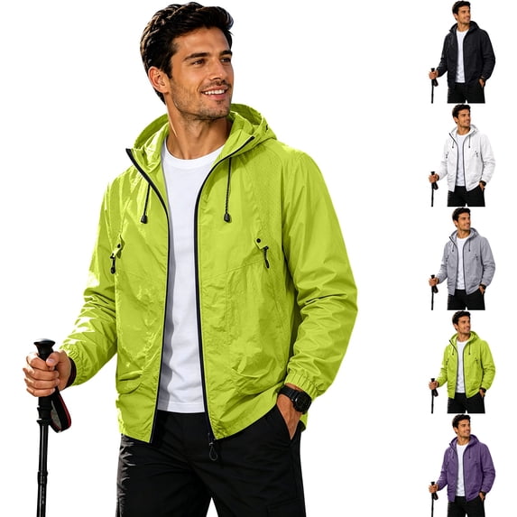 Men Ultra Thin Breathable Outdoor Fishing Sun Protection Jacket Lightweight Hooded Windbreaker Quick Dry Zip Up Design