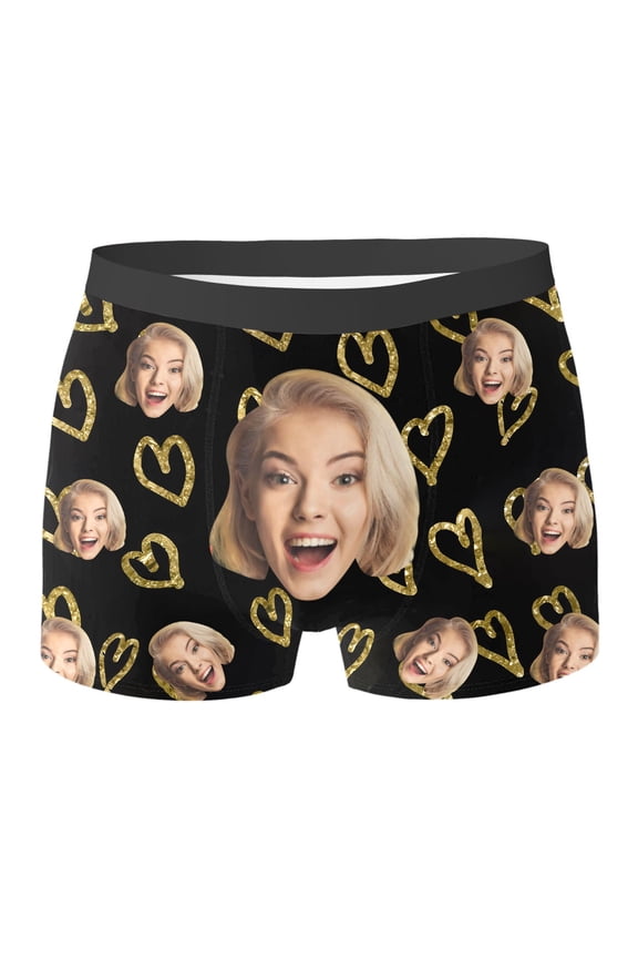 Men Underwear Custom With Face Personalised For Men Boyfriend Enhanced Comfort Everyday Wear Black M