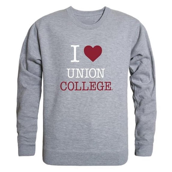 Men Union College I Love Crewneck Sweatshirt, Heather Grey - Large
