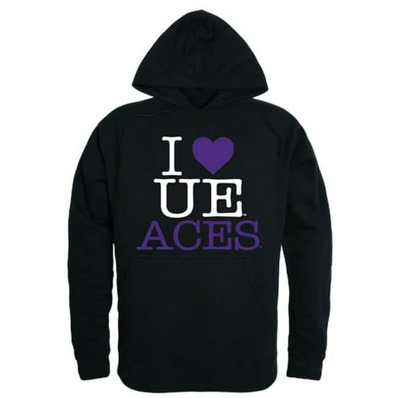 Men University of Evansville Purple Aces I Love Hoodie, Black - Large