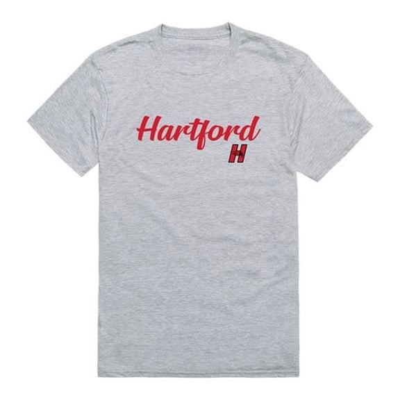 Men University of Hartford Hawks Script T-Shirt, Heather Grey - 2XL