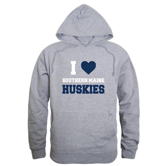 Men University of Southern Maine I Love Hoodie, Heather Grey - Small