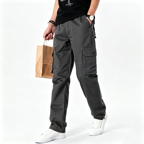 Men Utility Cargo Pants Stretch Breathable Reinforced 6 Pocket Outdoor Hiking Work Pants S-XXL