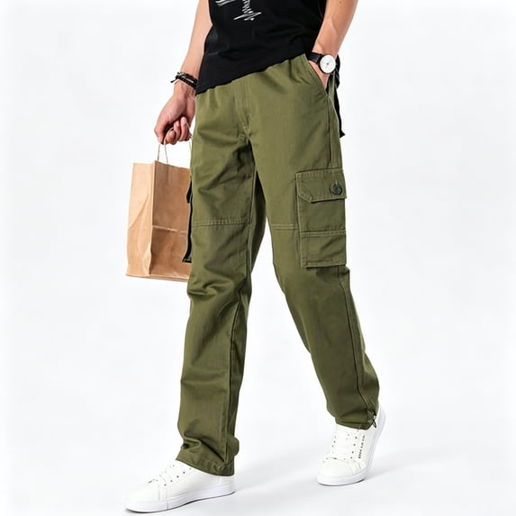 Men Utility Cargo Pants Stretch Breathable Reinforced 6 Pocket Outdoor Hiking Work Pants S-XXL
