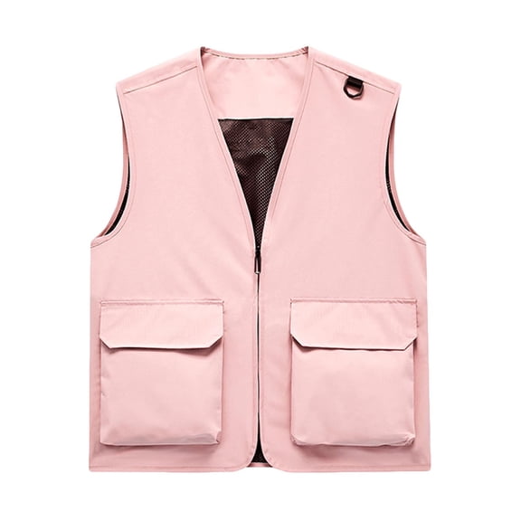 Men Utility Fishing Vest Lightweight Outdoor Travel Work Cargo with Pockets Sleeveless Waterproof Jacket Hiking Hunting