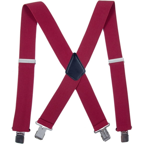 Men Utility Suspenders Adjustable Elastic - Heavy Duty 2 Inch Wide X Shape Strong Clip Suspender