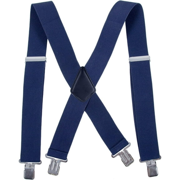 Men Utility Suspenders Adjustable Elastic - Heavy Duty 2 Inch Wide X Shape Strong Clip Suspender