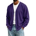 thumbnail image 1 of Men V Neck Button Cardigan Sweater Long Sleeve Open Front Casual Knit Cardigan with Pockets, 1 of 6